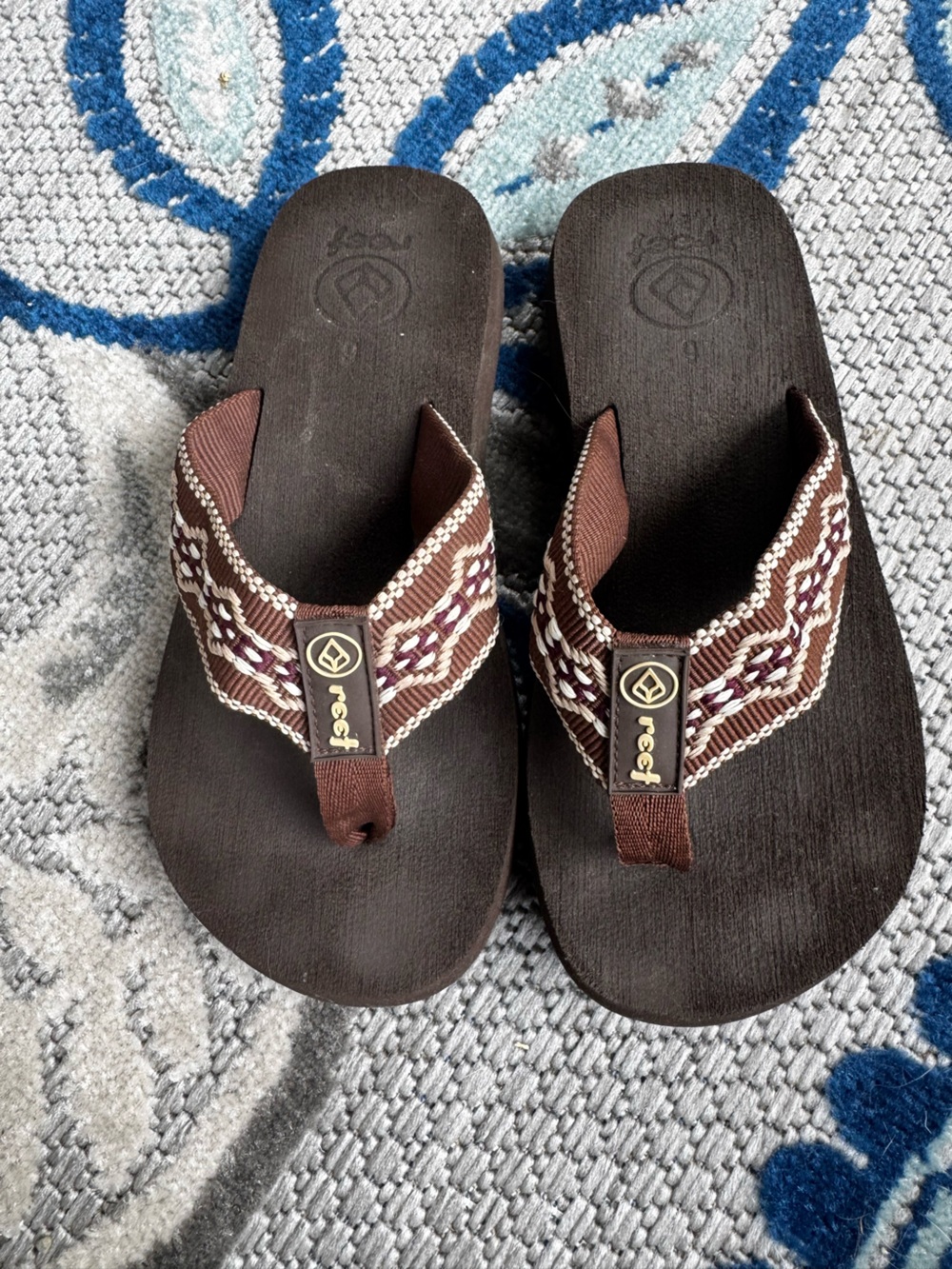 Reef Brown and White Woven Strap Women’s Sandals